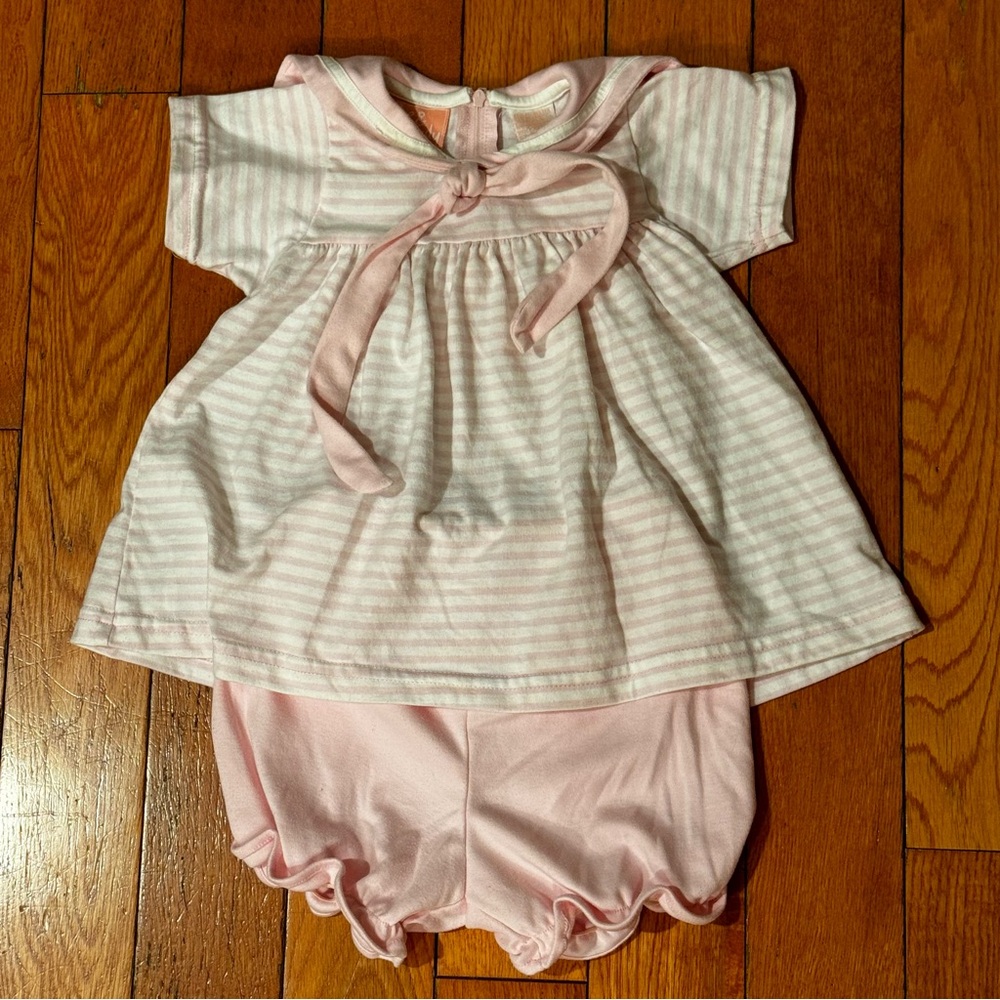 Fine & Dandy Y2K fine & dandy girls sailor outfit top shorts pink stripes 6-9mo